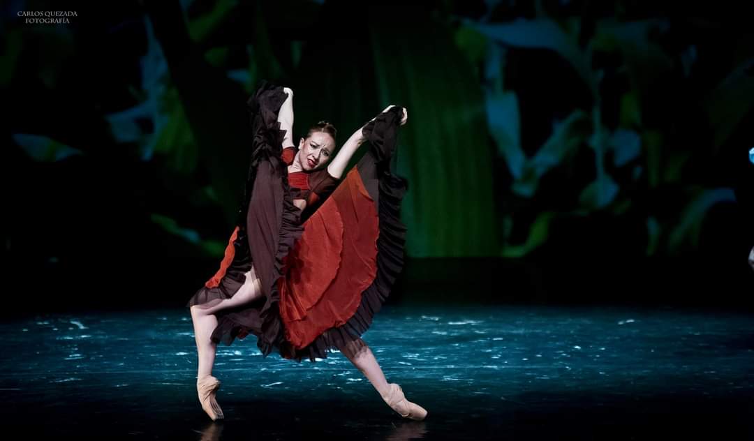 Cynthia Ham — vestido rojo negro dramático